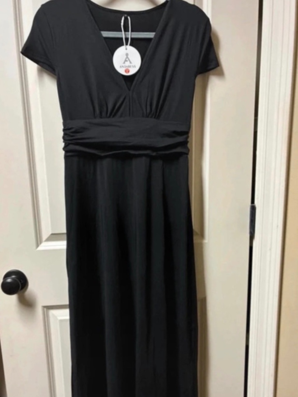 Black maxi dress with small side slit
